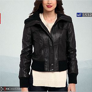 Jaket Kulit Bomber Wanita WF1532 • Harga Pabrik - RA Leather® Garut