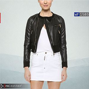 Jaket Kulit Wanita WF1503 - Crop Top