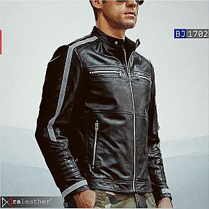 Jaket Kulit Biker Pria BJ1702 • Harga Pabrik - RA Leather® Garut