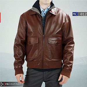 Jaket Kulit Bomber Pria MC012 • RA Leather® Garut