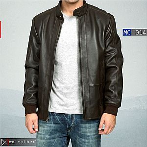Jaket Kulit Bomber Pria MC014 • RA Leather® Garut