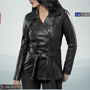 Trench Coat Kulit Wanita LW1502 - Harga Pabrik • Stylish & Elegan