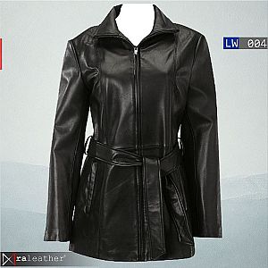 Jaket Kulit Wanita LW004 - Belted Leather Coat | RA Leather® Garut