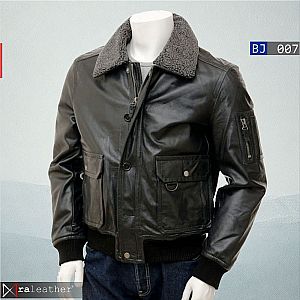 Jaket Kulit Bomber Pria BJ007 • RA Leather® Garut