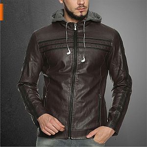 Jaket Kulit MF2102 Removable Hoodie