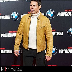 Jaket Kulit Pria MF2503 - Tom Cruise Yellow Leather Jacket