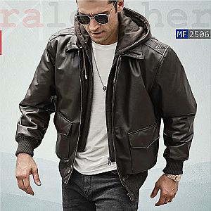 Jaket Kulit Aviator Hoodie MF2506