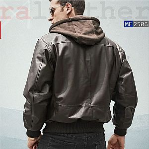 Jaket Kulit Aviator Hoodie MF2506