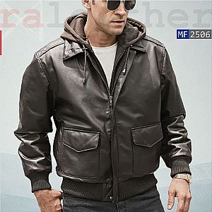 Jaket Kulit Aviator Hoodie MF2506