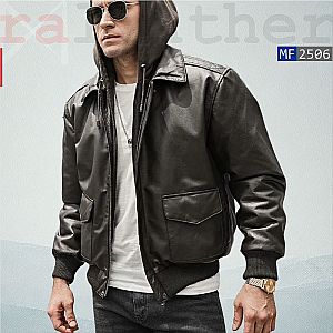 Jaket Kulit Aviator Hoodie MF2506