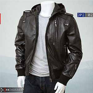 Jaket Kulit Pria Hoodie JPI02 - Bahan Kulit Super, Gaya Gaul Stylish!