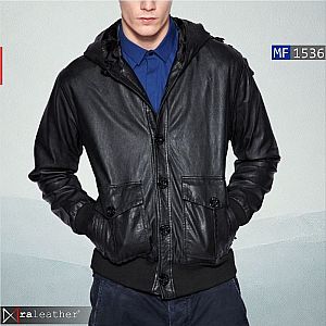 Jaket Kulit Pria Hoodie - Asli Garut, Harga Pabrik! - MF1536