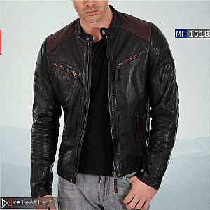 Jaket Kulit Biker Pria MF1518 • Bahan Premium Harga Pabrik!