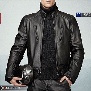 Jaket Kulit Biker Pria BJ1502 – Harga Pabrik! Eksklusif dan Stylish