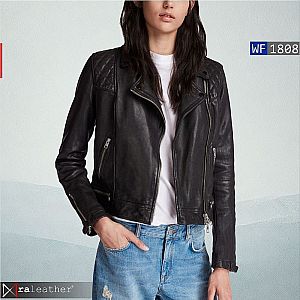 Jaket Kulit Wanita WF1808 – Harga Pabrik, Street Style Edgy 