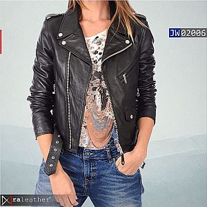 Jaket Kulit Biker Wanita JW02006 • Harga Pabrik - RA Leather® Garut