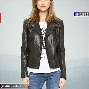 Jaket Kulit Biker Wanita WF1501 • Harga Pabrik - RA Leather® Garut