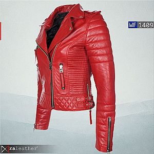 Jaket Kulit Biker Wanita WF1409 • Harga Pabrik - RA Leather® Garut