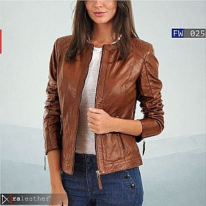 Jaket Kulit Wanita FW025 • Harga Pabrik, Gaya Sporty Elegan