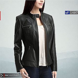 Jaket Kulit Wanita WF1407 - Harga Pabrik, Gaya Urban Modern