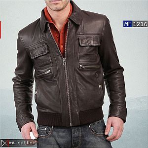 Jaket Kulit Bomber Pria MF1216 • Harga Pabrik - RA Leather® Garut