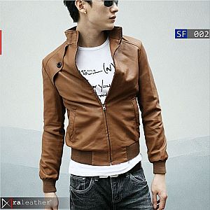 Jaket Kulit Slim Fit Pria SF002 • RA Leather® Garut