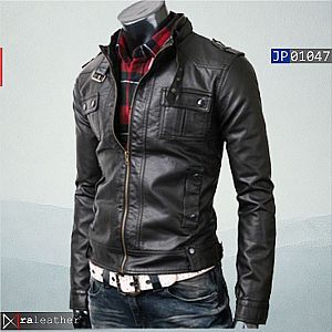 Jaket Kulit Slim Fit Pria JP01047 • RA Leather® Garut