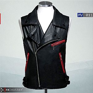 Rompi Kulit Biker Pria MV011 • RA Leather® Garut