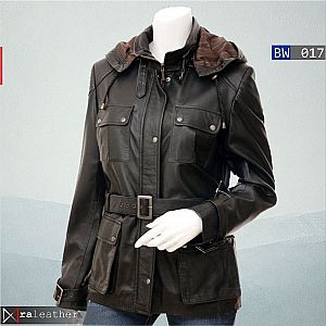 Jaket Kulit Wanita Safari Hoodie BW017 - RA Leather® Garut