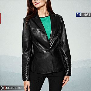 Blazer Kulit Wanita BW1401- Aksen Quilted • RA Leather® Garut