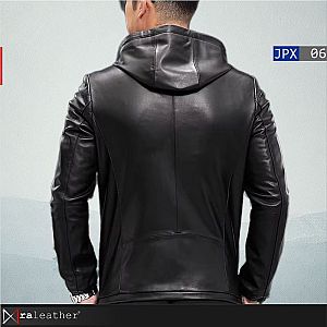 Jaket Kulit Hoodie Pria JPX06 • Harga Pabrik - RA Leather® Garut
