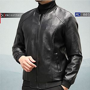 Jaket Kulit Bomber Pria MC003 – Simpel dan Elegan | RA Leather® Garut