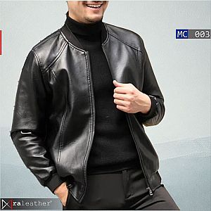Jaket Kulit Bomber Pria MC003 – Simpel dan Elegan | RA Leather® Garut