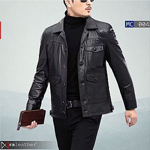 Jaket Coat Kulit Pria MC004 • Harga Pabrik - RA Leather® Garut
