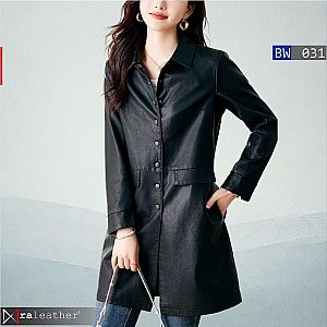 Jaket Trench Coat Kulit Wanita • Harga Pabrik - RA Leather® Garut