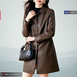 Jaket Trench Coat Kulit Wanita • Harga Pabrik - RA Leather® Garut