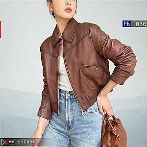 Jaket Kulit Wanita Crop FW036 • Harga Pabrik - RA Leather® Garut