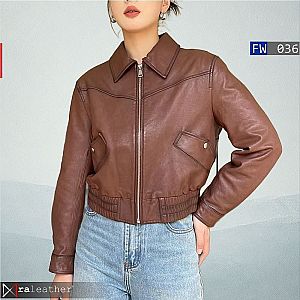 Jaket Kulit Wanita Crop FW036 • Harga Pabrik - RA Leather® Garut