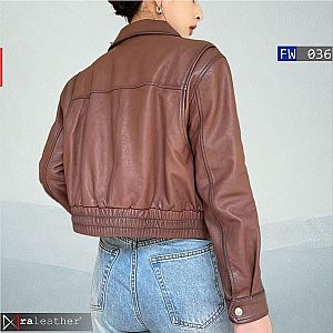 Jaket Kulit Wanita Crop FW036 • Harga Pabrik - RA Leather® Garut