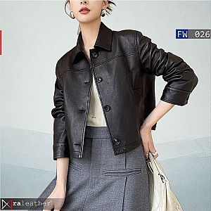 Jaket Kulit Crop Wanita FW026 - Gaya Timeless - RA Leather® Garut