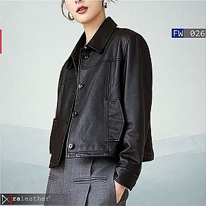 Jaket Kulit Crop Wanita FW026 - Gaya Timeless - RA Leather® Garut
