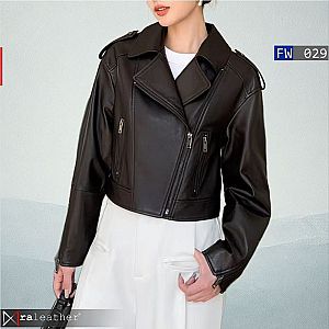 Jaket Kulit Crop Wanita FW029 - Desain Biker Chic - RA Leather® Garut