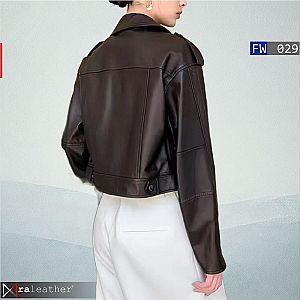 Jaket Kulit Crop Wanita FW029 - Desain Biker Chic - RA Leather® Garut
