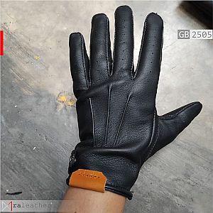 Sarung Tangan Kulit Hitam Premium Full-Finger - GB2505