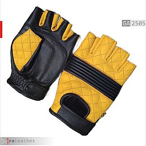 Sarung Tangan Kulit Half-Finger Quilted Yellow Edition GA2505