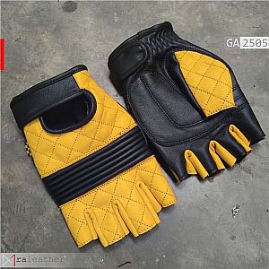 Sarung Tangan Kulit Half-Finger Quilted Yellow Edition GA2505