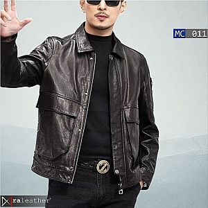 Jaket Kulit Bomber Pria MC011 • Harga Pabrik - RA Leather® Garut  
