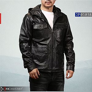 Gaya Urban, Siap Segala Cuaca: Jaket Kulit Hoodie JP01038