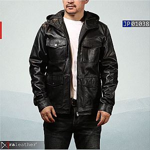 Gaya Urban, Siap Segala Cuaca: Jaket Kulit Hoodie JP01038
