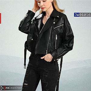 Jaket Kulit Biker Wanita JW01016 • Premium Harga Pabrik - raleather®